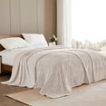 thumbnail image 3 of Exclusivo Mezcla Waffle Textured Soft Fleece Blanket, Queen Size Bed Blanket, Cozy Warm and Lightweight (Mixed Camel, 90"x90"), 3 of 7