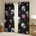 thumbnail image 2 of Manfei Hippie Sugar Skull Curtains Pack of 2 (42x84 Each), Pink Flower Curtains Blackout, Happy Halloween Living Room Curtains, Luxury Home Decor, 2 of 6