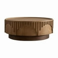thumbnail image 6 of Modern Round Coffee Table Handcrafted Solid Wood Veneer with Mushroom Shape Fluted Design Sturdy Pedestal Base for Apartment Living Room, 6 of 7