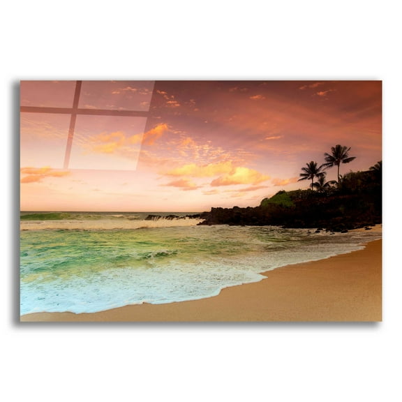 Epic Art 'North Shore Dawn Oahu' by Alan Klug, Acrylic Glass Wall Art, 16"x12"