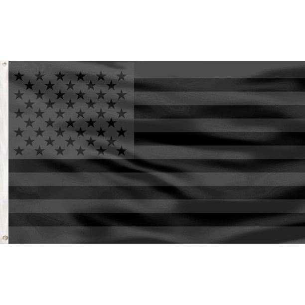 All Black American BOAT Flag 12X18'  Embroidered USA Blackout Tactical GROMMET 