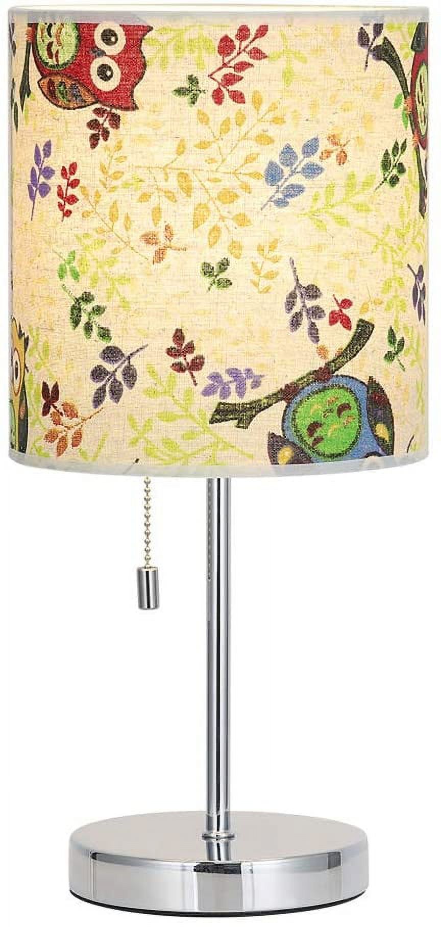 Silver Modern Table Lamp Nightstand Desk Lamp Fabric Shade