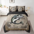 thumbnail image 2 of Feelyou Farmhouse Bass Fish Bedding Comforter Set 7pcs, Western Hunting and Fishing Queen Bedding Sets, Christmas Snowflake Reversible Queen Sheet Sets, Luxury Bedroom Decor, 2 of 8