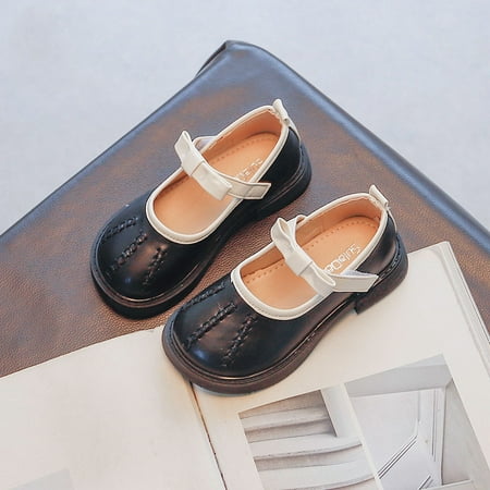 

HuaAngel Little Girls Big Girls Classic Vintage Stitched PU Leather Contrast Color Mary Jane Shoes W392 Sizes 8C-2.5Y