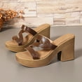 thumbnail image 5 of Viluyesy Womens Block Heeled Sandals, Summer New Style Thick Sole Slip-On Casual Fashion Platform Shoes Brown, 5 of 6
