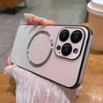 thumbnail image 2 of Case for iPhone 12 Pro Max Compatible with MagSafe Gradient Cover Camera Lens Protection Slim Shockproof Soft TPU Bumper Glass Back Phone Case for Women Men-White, 2 of 12
