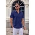 thumbnail image 6 of COOFANDY Mens Button Up Short Sleeve Shirts Regular Fit Business Casual Shirts Summer Fitted Dress Shirts, 6 of 7