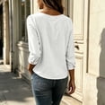 thumbnail image 3 of Cilsoka Oversized T Shirts for Women V Neck Linen Long Sleeve Shirts Side Button Solid Loose Casual Pullover Tops, 3 of 4