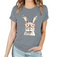 thumbnail image 4 of Pantalones Cortos para las Mujeres Sexy Pascua Moda Impresión Cuello Redondo Tee, Poliéster Ligero Casual Top para Primavera Verano Diario, Blusa de Suéter, 4 of 4