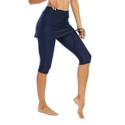 Womens UPF 50  Capri Swim Pants Skirted Swim Tights UV Board Shorts Swimsuit Leggings