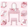 thumbnail image 6 of Leeten Kids Vanity Table Chair Set with Light,Wood Makeup Playset Toy and Mirror & Drawer,Makeup Dressing Table Pink for Age 4 - 9, 6 of 7
