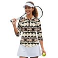 thumbnail image 2 of HUIACONG Geometric Arrow Pattern Women's 3/4 Sleeve Athletic Golf Shirts, Quarter Zip Quick Dry Quick Dry Golf Shirt Women Breathable Women's Golf Polo Shirts, 2 of 10