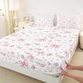 thumbnail image 7 of jejeloiu Kawaii Bow Flower Bed Sheets,Girls Bow Knot King Sheets,Pink White Sheet Set,Breathable Bedroom Decorative,4-Piece, 7 of 7