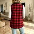 thumbnail image 5 of Rrxhxhs Vest for Women Buffalo Plaid V Neck Button Front Loose Casual Sleeveless Jacket,Red,L, 5 of 5