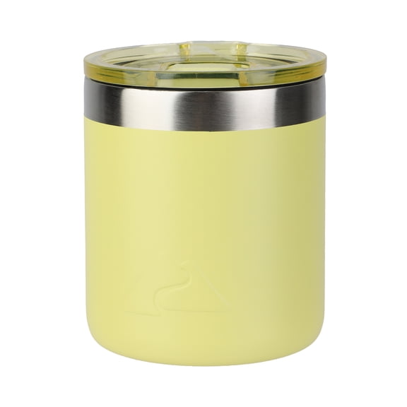 Ozark Trail 10oz Ceramic Lined Stainless Steel Lowball Tumbler with Magnetic Tritan Transparent Slider Lid, Yellow