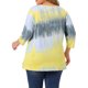 thumbnail image 3 of Tops de mujer plus size Agnes Orinda con rayas de teñido anudado, cuello en V, mangas 3/4, blusas casuales 3X gris y amarillo, 3 of 6
