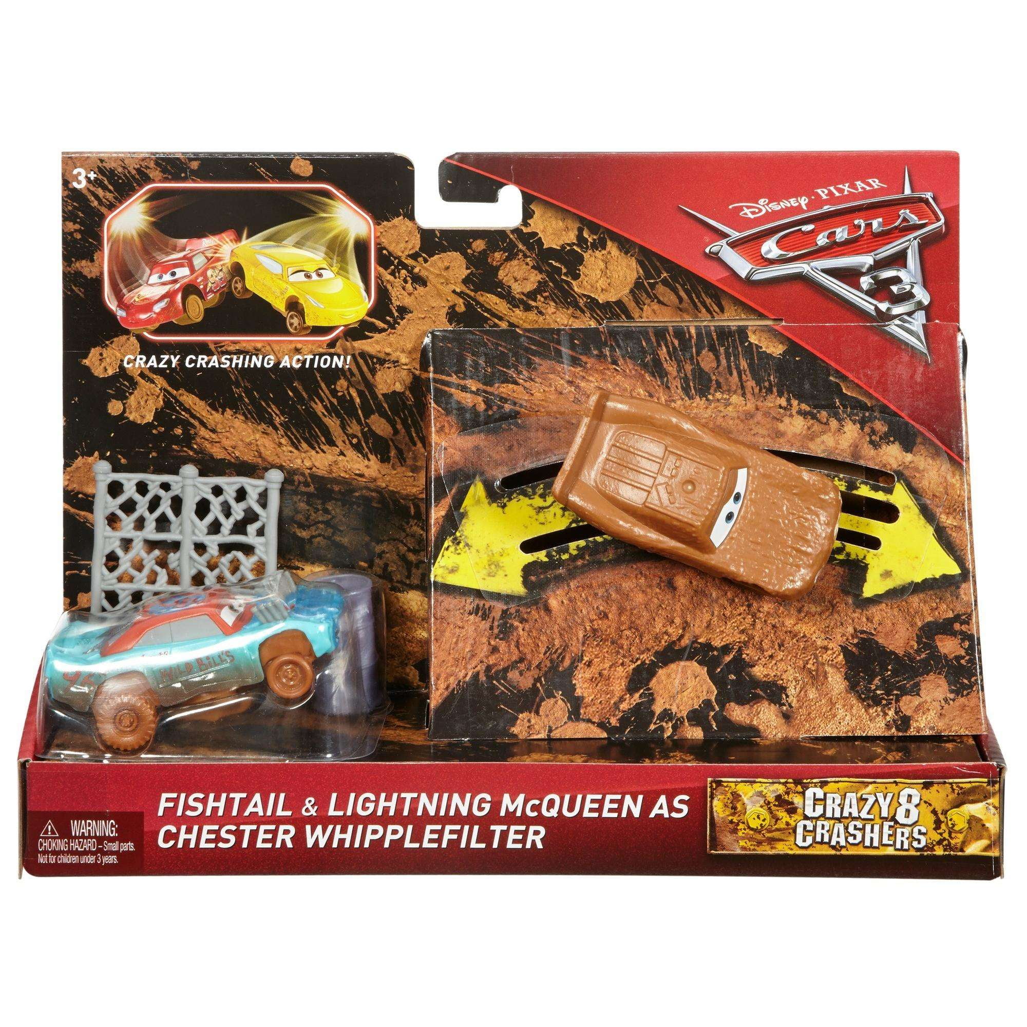 Disney Pixar Cars 3 Crazy 8 Crashers Fishtail Lightning McQueen Set