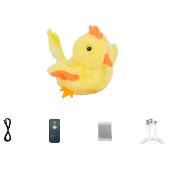 Cat Toy Rechargeable Flapping Bird Interactive Toy Motion Activated Chirping Bird Toy For Indoor Cats Mental Stimulation(Chicken-12X15Cm)