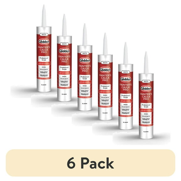 (6 pack) Glidden Painter's Caulk Pro 10.1 Fl. Oz. Multi-Purpose Acrylic Caulk, White