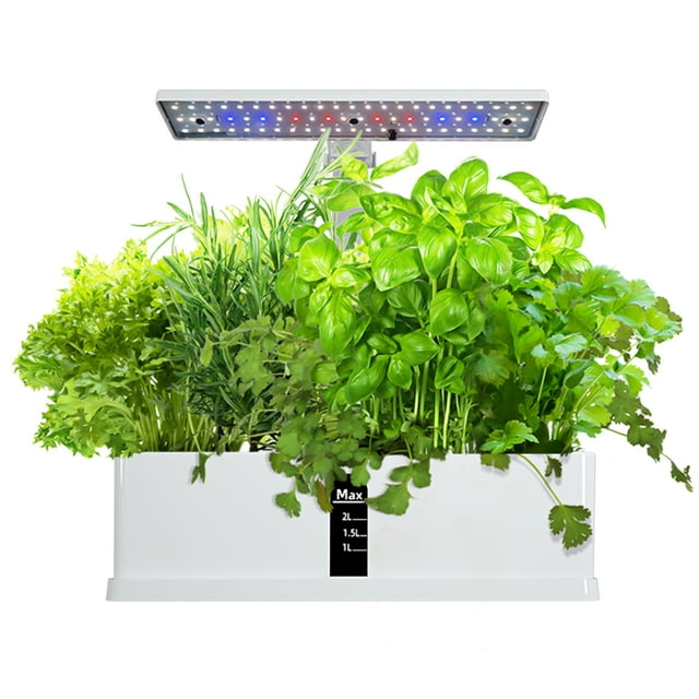 Smart Hydroponics Growing System Indoor Herb Garden Kit 9 Pods Automatic Timing with Height Adjustable 15W LED Grow Lights 2L Water Tank Smart Water Pump for Home Office Kitchen