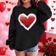 thumbnail image 4 of Girls Oversized Heart Print Hoodie Black, Valentines Day Graphic Kids Hooded Sweatshirt, Cute Casual Pullover,Size 3 T, 4 of 8