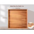 thumbnail image 4 of Serving Tray with Handles, 20 Inch Large Square Ottoman Tray Acacia Wood Decorative Tray for Living Room, Ottoman Coffee Table, Kitchen, Appetizers, Breakfast, Patio, Party, 4 of 6