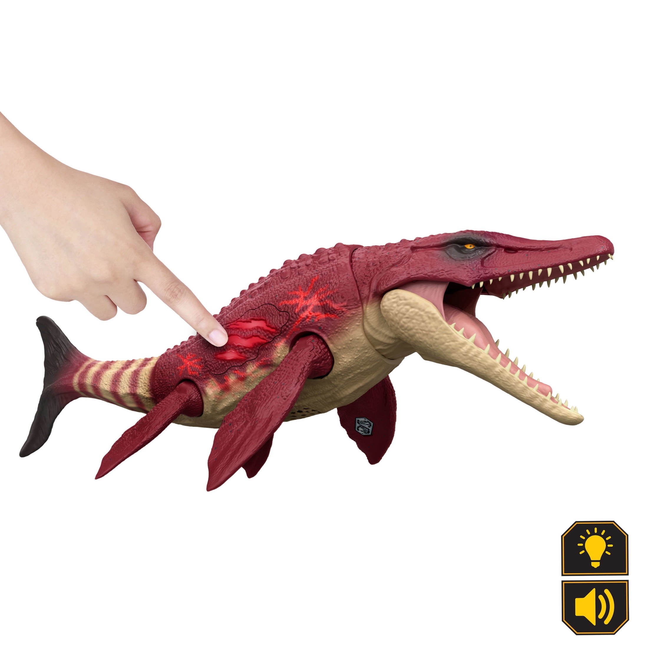 Jurassic World Ultimate Damage Tylosaurus Dinosaur Figure, Lights & Sounds, Neck Thrash & Chomp