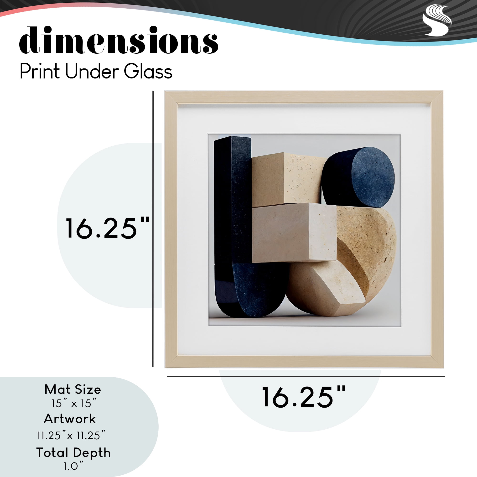 Shapes Of Things Geometric Contour Birch Framed Print Under Glass, design by Sasha