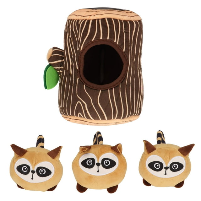 Ocultar y buscar perro de peluche juguete árbol agujero forma interactiva felpa chirrido rompecabezas juguete para mascotas para perros gatos