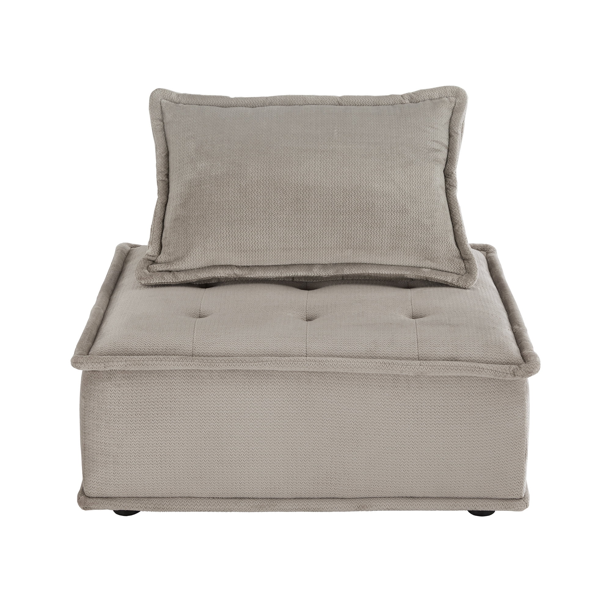 Weston Home Skagway Velvet Tufted Modular Accent Chair with Pillow Back, Grey