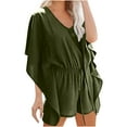 thumbnail image 4 of Zedker Summer Dresses for Women Ruffle Sleeve V Neck Midi Dress Casual Beach Sundress Bikini Beachwear Plus Size Green XXL, 4 of 6