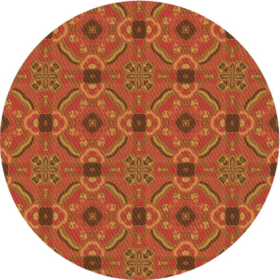Ahgly Company Indoor Round Patterned Papaya Orange Area Rugs, 7' Round
