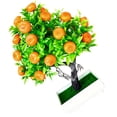 thumbnail image 2 of Artificial Potted Plant Home Office Hotel Plastic Tree Ornament Table Centerpiece Fake Potted Greenery, Orange, 2 of 7