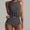 #117-Gray, variant on Women's Ruffle Bikini Set - Peplum Tankini Top & High-Waisted High-Cut Swim Bottom