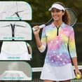 thumbnail image 6 of Uorisanigo Rainbow Butterfly Womens Golf Shirt Soft Comfortable Women's 3/4 Sleeve Athletic Golf Shirts Fashion Quarter Zip Breathable Polyester Spandex Fabric Tennis Tops Size 2XL, 6 of 7