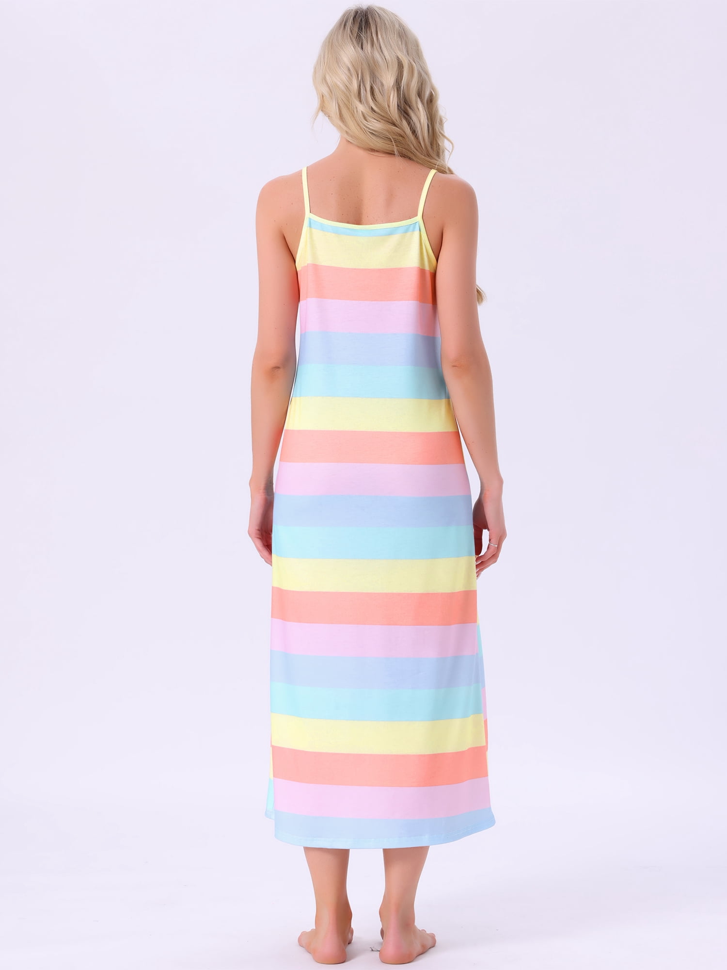DARING DIVA Women's Spaghetti Strap Full Slip Midi Under Dress M Rainbows
