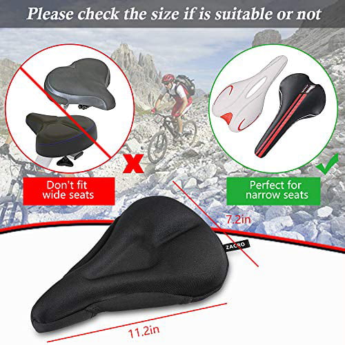 Extra Soft Gel Bicycle Seat with Cross Straps and Reflecting Strip of The Bottom Bonus with Water&Dust Resistant Cover Black Zacro Gel Bike Seat Cover 