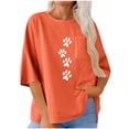 thumbnail image 6 of Ounisa Linen Shirts for Women 3/4 Sleeve Plus Size Tops Loose Crew Neck T Shirts Casual Three Quarter Length Tunic Summer Printed Tops with Pocket, 6 of 6