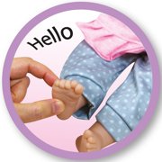 Lissi: 16 Interactive Baby Doll Alexa - Pink-Grey-Polka Dot-Bow Outfit & Hat, Sounds & Moving Face, Bottle & Pacifier, Roleplay Toy, Kids-Toddlers 2+