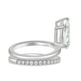 thumbnail image 3 of ESTE ORIGIN 2.00Ct Pear Cut Lab-Grown Diamond Double Band Engagenebt Ring – 5 Claw Solitaire, Half Pavé in 10K White Gold for Women US 8.5, 3 of 8