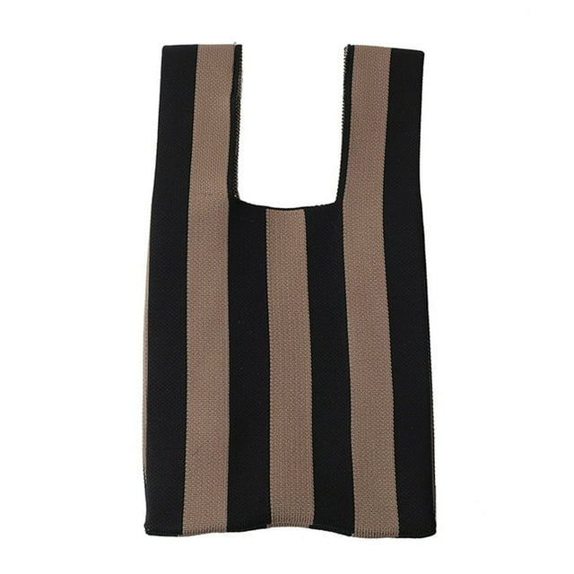 Striped Lady Top-handle Bags Fashion Knit Wrist Tote Portable for Work (Style 7)