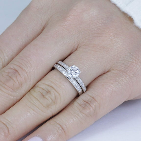 Forever Jewels 2.50 Ct Round Cut Moissanite Bridal Engagement Ring Set 14K White Gold Plated