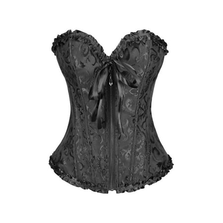 JOELY Women Corset Tops Floral Lace Bustier Overbust Tie-Up Strapless Tube Tops Vintage Court Gown Lingerie Bodyshaper Tops Plus Size XS-6XL