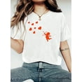 thumbnail image 1 of Camiseta con estampado "LoVe" para mujer, ideal para San Valentín. Camiseta informal de manga corta y cuello redondo. Ligera y transpirable para primavera y verano., 1 of 6