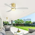 thumbnail image 5 of Sofucor  52 Inch Flush Mount Ceiling Fan with Remote, Reversible Motor,Integrated Light Optional Gold with Washed White With Light, 5 of 5