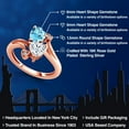 thumbnail image 2 of Gem Stone King 18K Rose Gold Plated Silver Swiss Blue Topaz White Moissanite and White Diamond Ring for Women (1.78 Cttw, Heart Shape 6MM, Gemstone November Birthstone, Size 8), 2 of 6