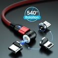 thumbnail image 2 of Cable cargador magnético Micro USB tipo C, Cable de carga de teléfono para Samsung, Xiaomi, Cable USB de 540 grados de rotación, 1m, 2m, 3m, 2 of 4