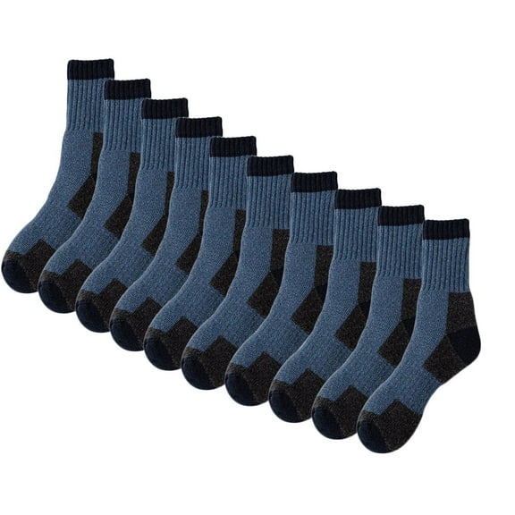 Dagugfen 5 Pairs Mens Socks Mid Crew Absorbing Breathable Thick Fleece Comfy Warm Work Casual Socks Winter