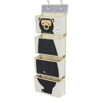 3 Sprouts Children's Nursery Room Wall Hanging Basket Storage Organizer, Bear