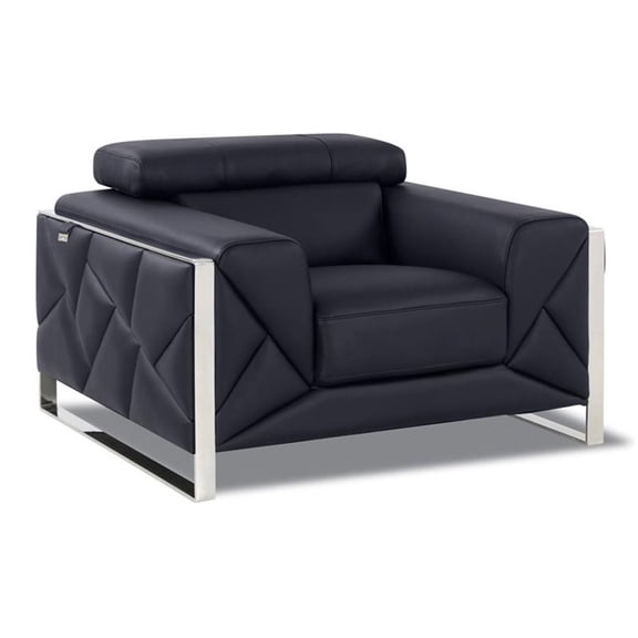 Titan Furnishings 18.5" Modern Genuine Italian Leather Chair in Black